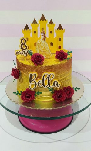 Arquivoi Digital Topo de Bolo 3d - Bela e a Fera c/ Rosas