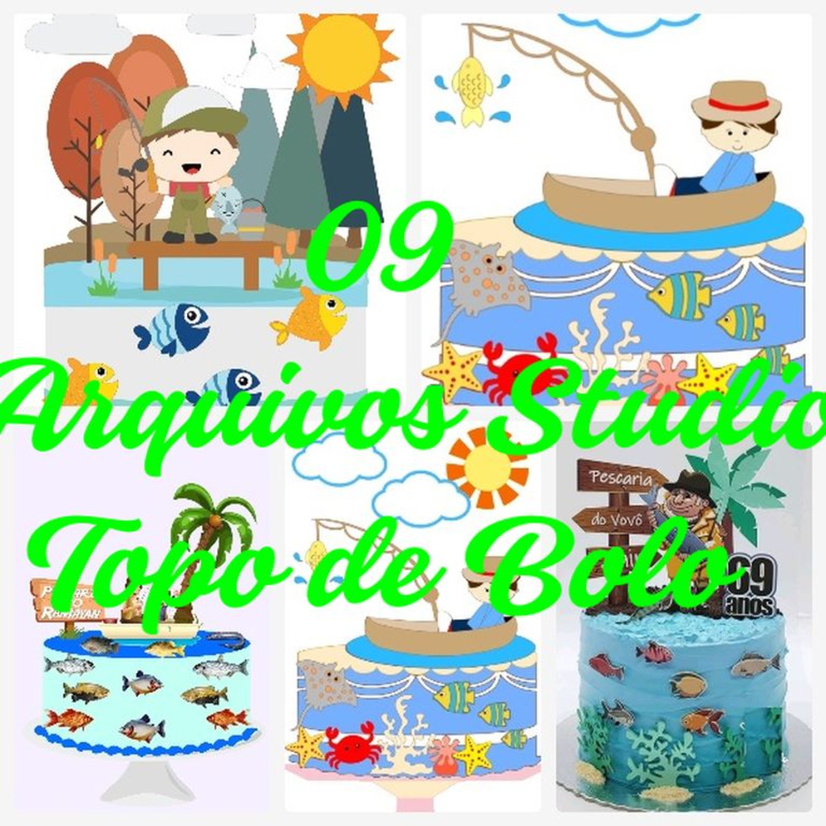Arquivos de Corte Topo de Bolo - Pescaria - Imagem 2