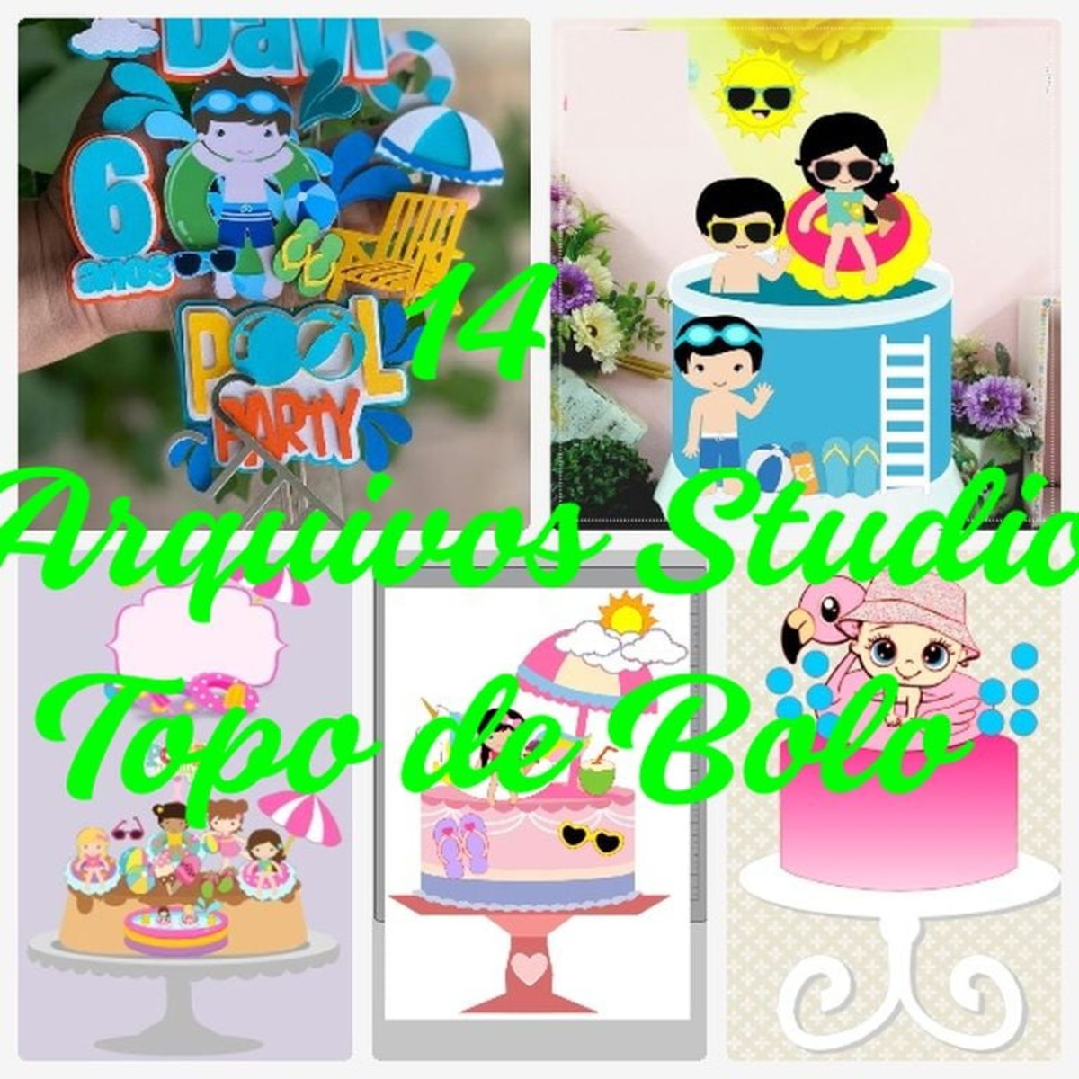 Arquivos de Corte Topo de Bolo - Pool Party - Imagem 2