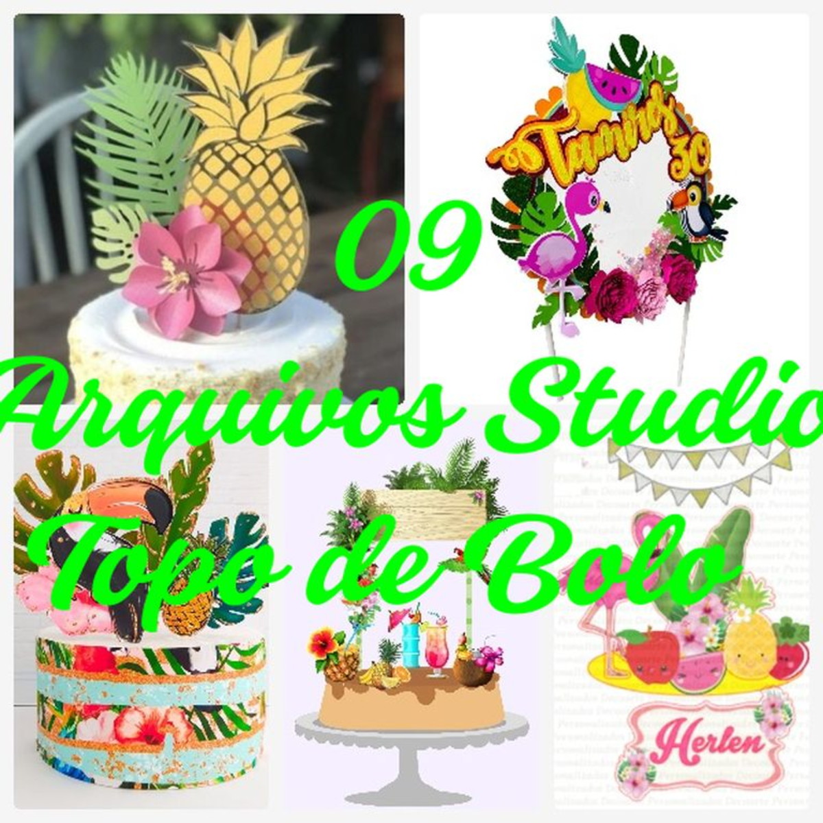 Arquivos de Corte Topo de Bolo - Tropical - Imagem 2