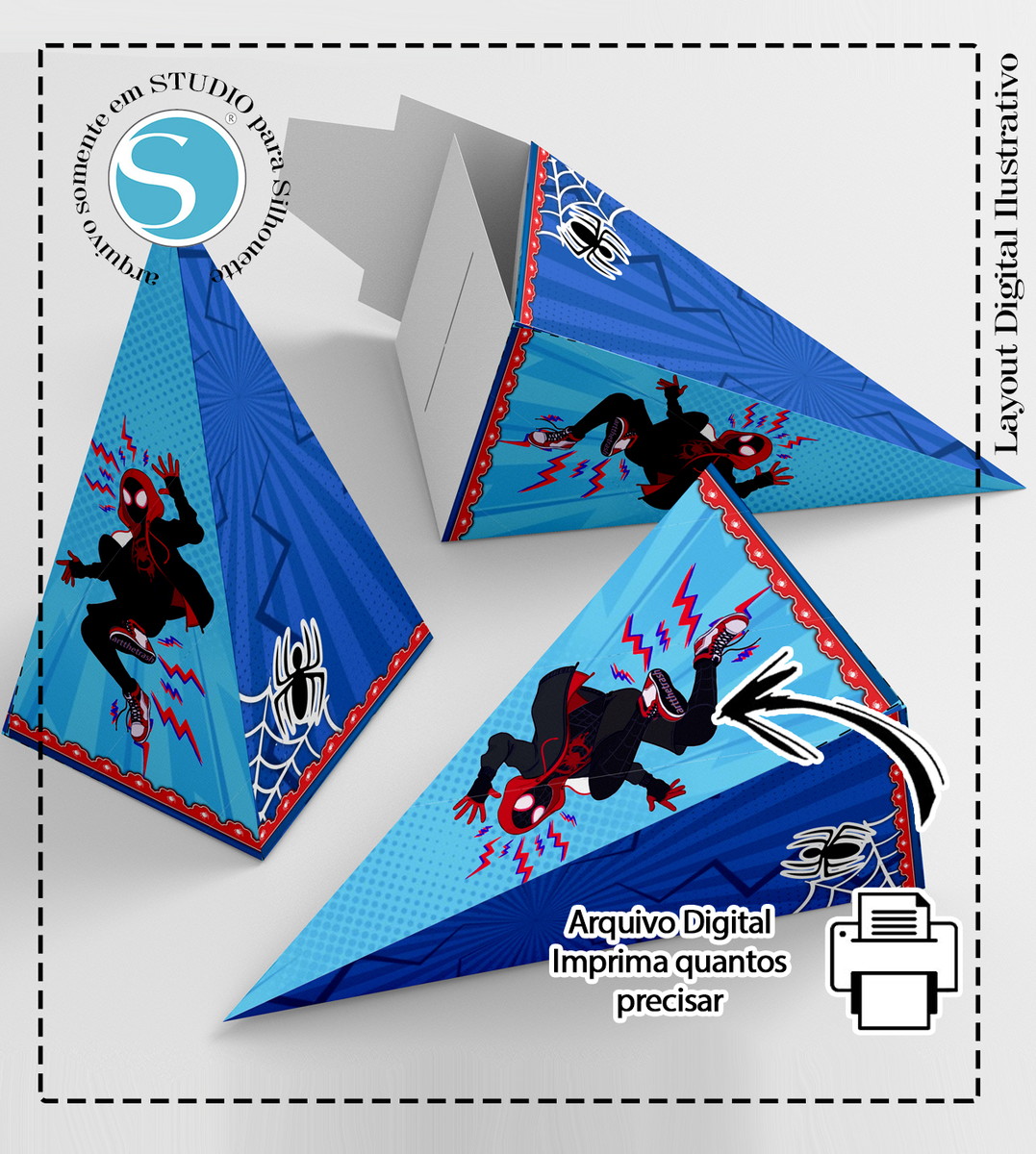 CAIXA PIRAMIDE HOMEM ARANHA ARANHAVERSO - ARQUIVO DIGITAL