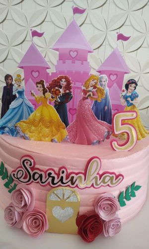 COMBO + Arquivo de Corte - Topo de Bolo Princesas 1