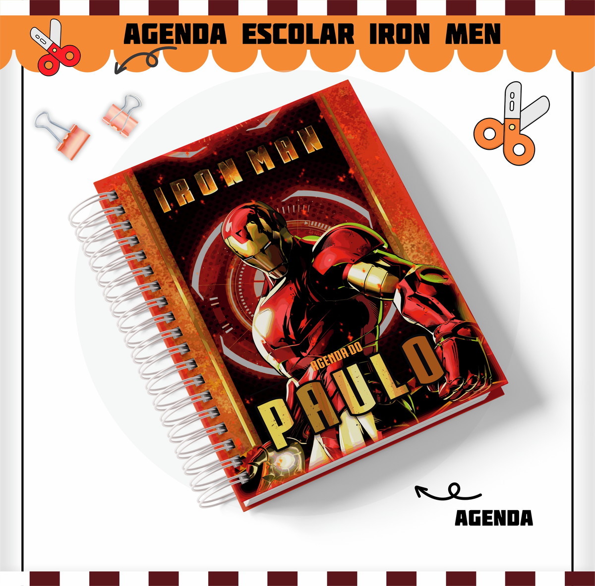 Etiquetas. Cadernos, Homem de Ferro em Png e pdf - Imagem 4