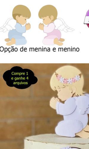 G613- Arquivo digital - Topo de bolo Anjinho Batizado