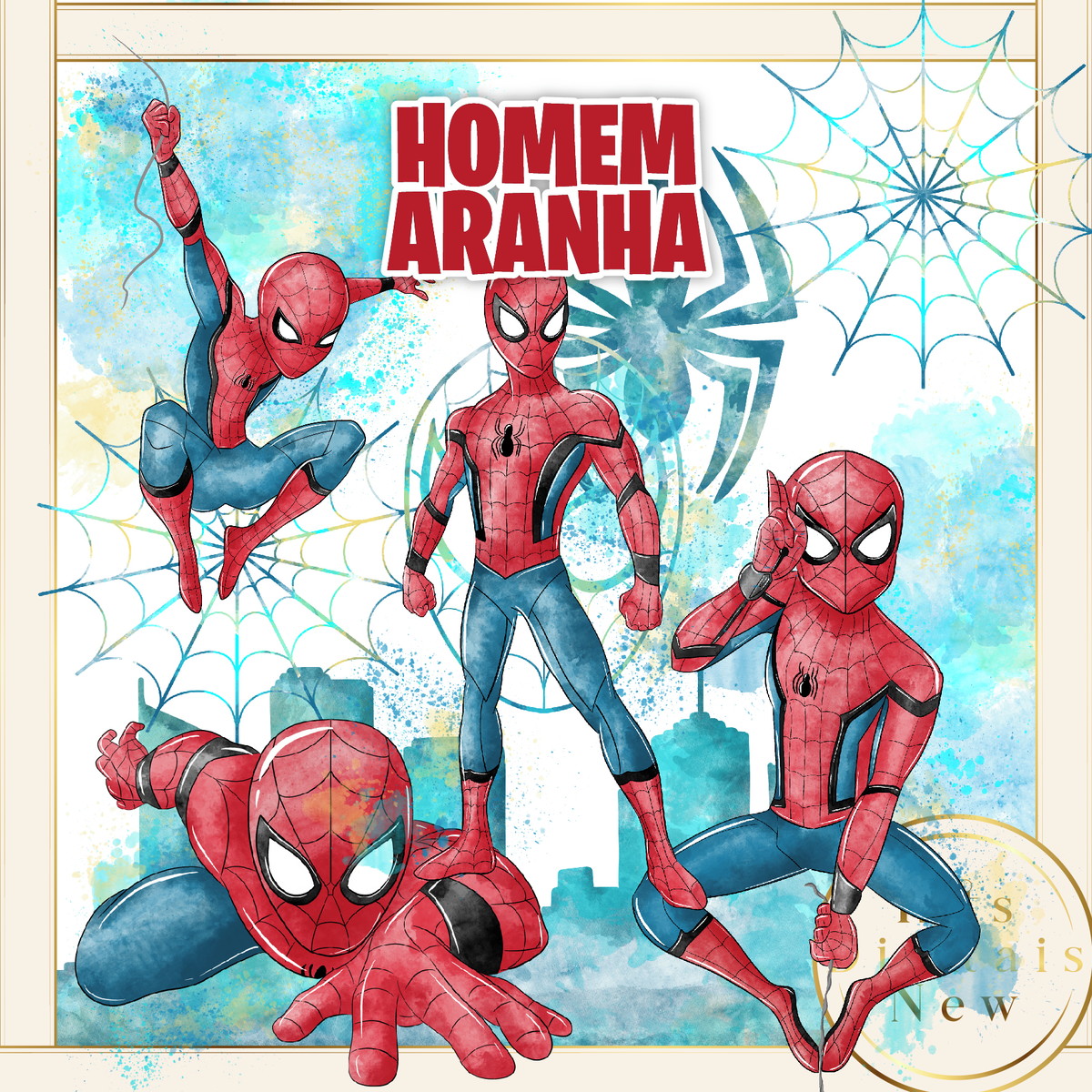 Homem Aranha Aquarela Kit Digital