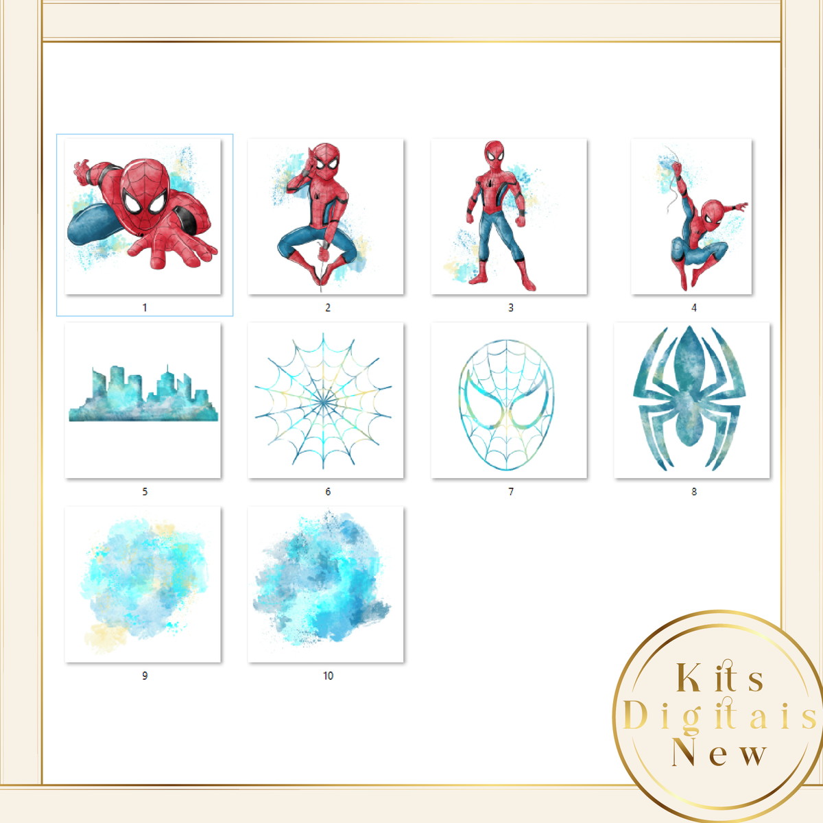Homem Aranha Aquarela Kit Digital - Imagem 2