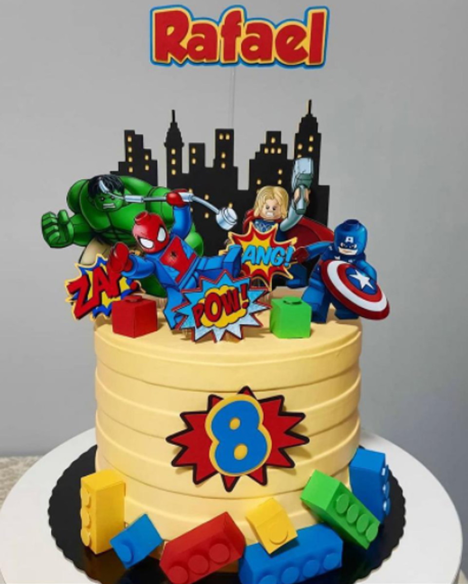 Kit / 5: Arquivo De Corte Topo De Bolo Vingadores Lego 004
