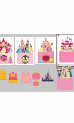 Kit 8 Topos de Bolo Princesas + 4 Arquivos a Sua Escolha
