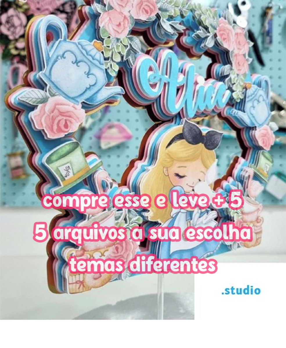 Kit Arquivo Corte Topo Bolo Alice - Imagem 2