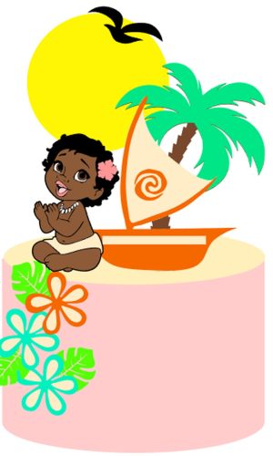 KIT C/ 5 ARQUIVO DE CORTE: TOPO DE BOLO MOANA BABY 004