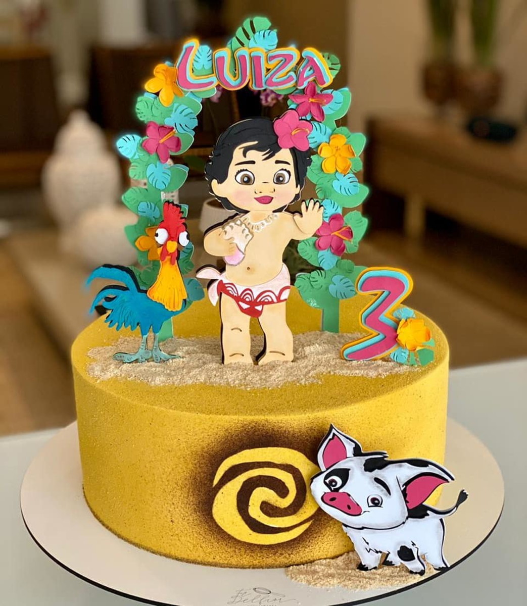 Kit C/ 5 Arquivo De Corte: Topo De Bolo Moana Baby 005