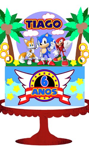 Kit C/ 5 Arquivo De Corte: Topo De Bolo Sonic 003