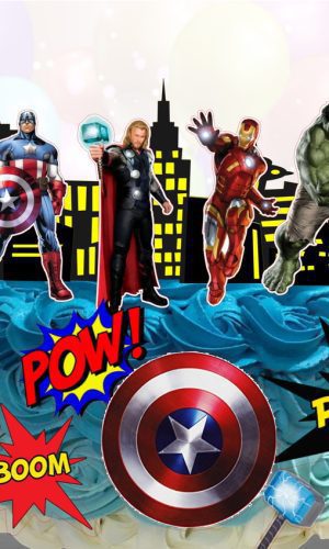 Kit c/ 5 arquivos de corte 09-VINGADORES TOPO DE BOLO PRINT