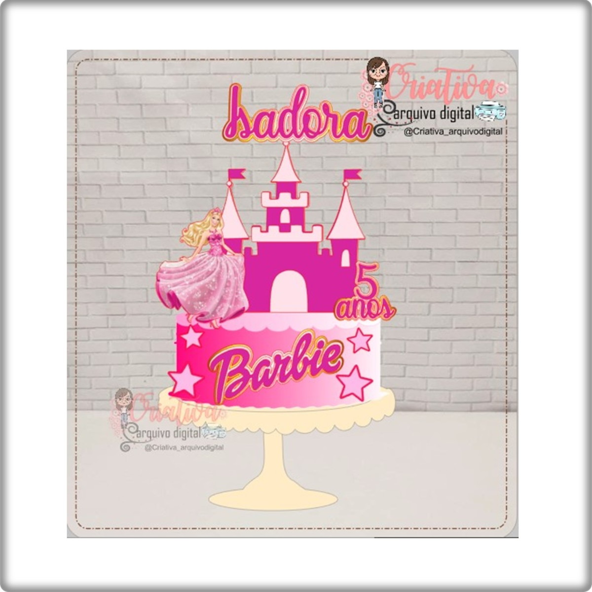 Kit com 3 Topos no Tema Barbie