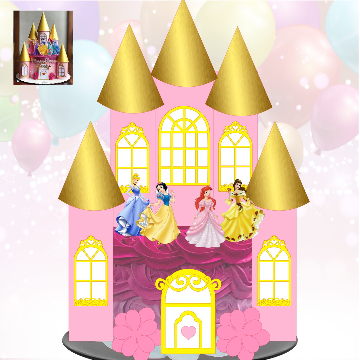 Kit com 5 arquivos de corte 07-PRINCESA CASTELO 3D