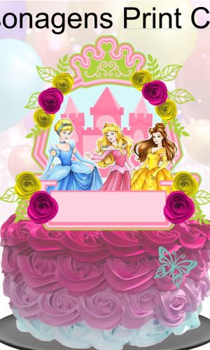 Kit com 5 arquivos de corte 08-PRINCESA TOPODE BOLO