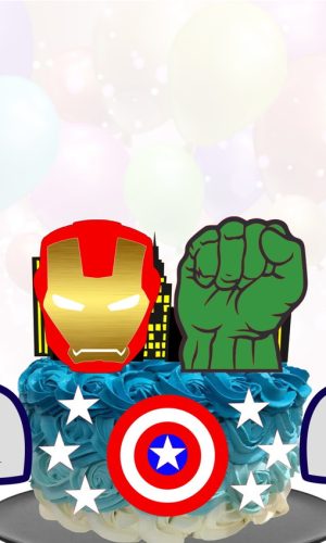 Kit c/ 5 arquivos de corte 08-VINGADORES TOPO DE BOLO CAMADA