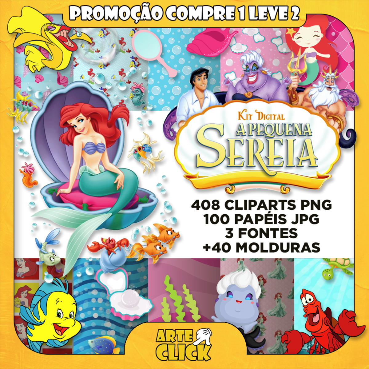 Kit Digital a Pequena Sereia (ariel)