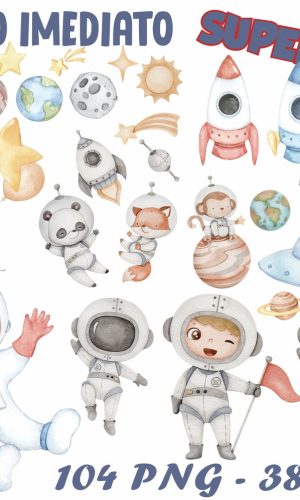 Kit Digital Astronautas Aquarelado