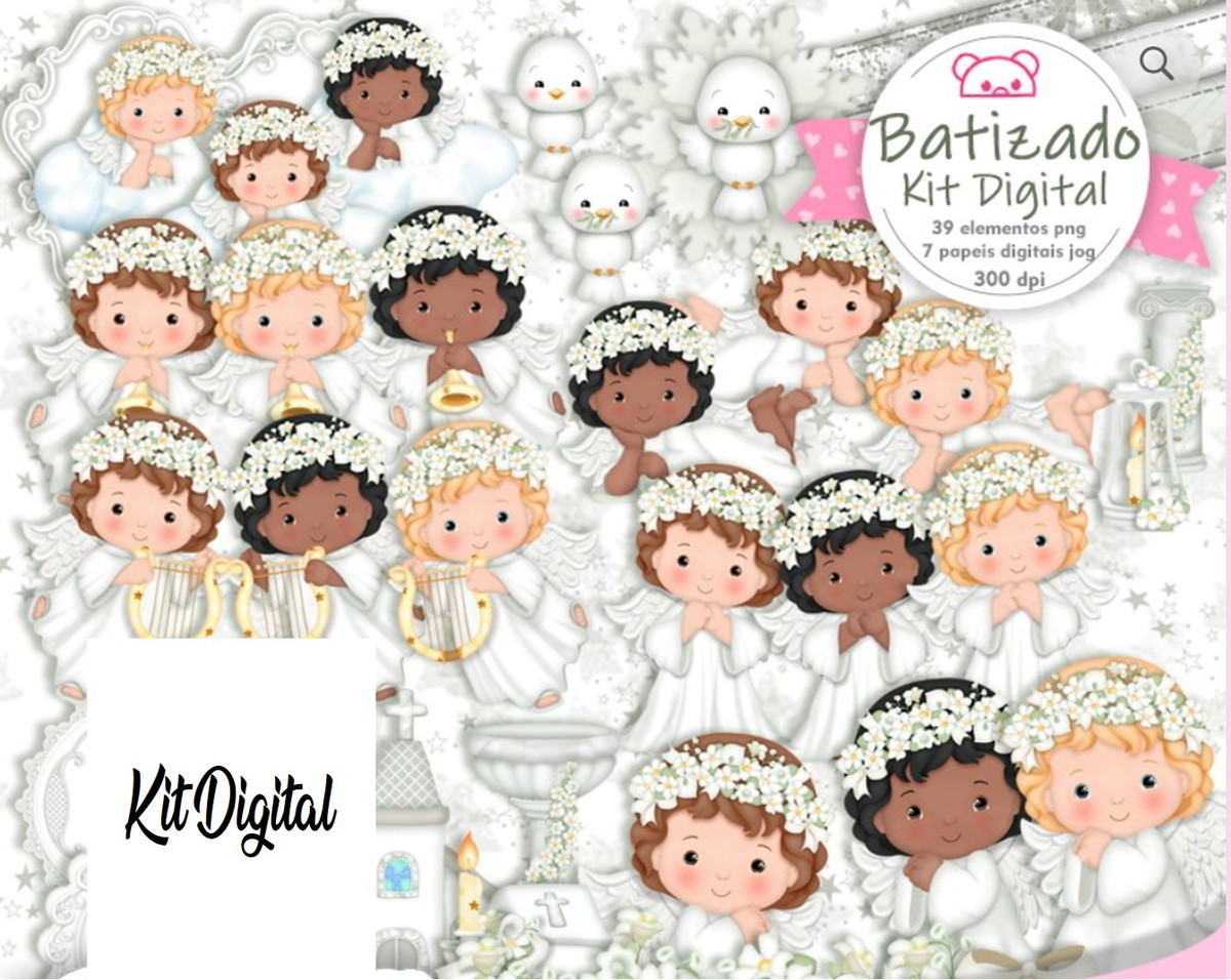 Kit Digital Batizado Branco 63