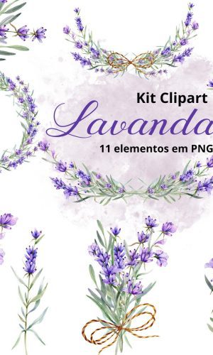 Kit Digital Clipart Flores Lavanda
