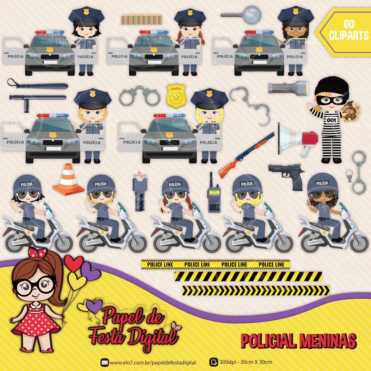 Kit Digital Completo Policial Meninas - Imagem 2