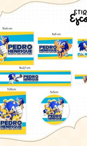 kit Digital Etiqueta escolar Sonic STUDIO PDF PNG