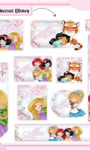 kit Digital Etiquetas Escolar Princesas Disne SUDIO PDF PNG