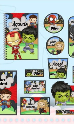 kit Digital Etiquetas Escolares Heróis Vingadores