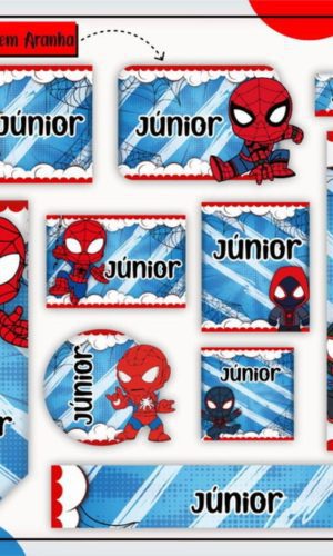 kit Digital Etiquetas Escolares Homem Aranha STUDIO PDF PNG