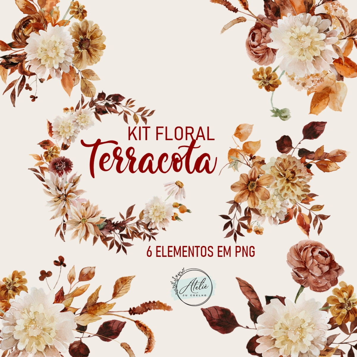 Kit Digital Floral Terracota