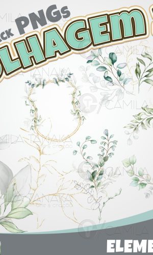 Kit Digital Folhagem Aquarela 3 (pague 1 Leve 3)