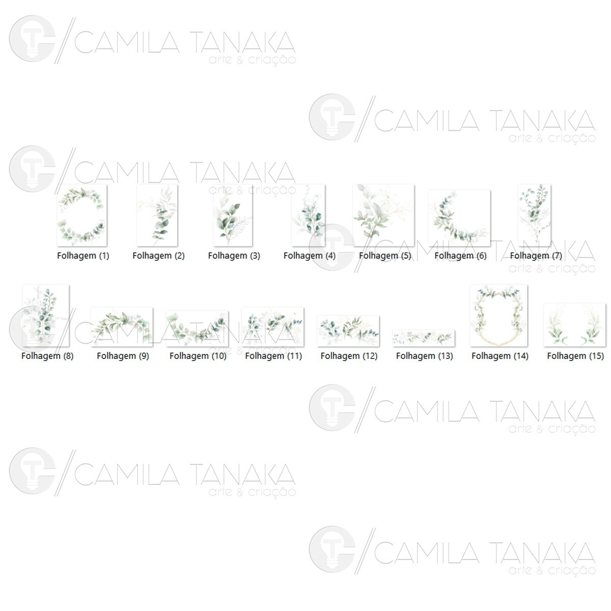 Kit Digital Folhagem Aquarela 3 (pague 1 Leve 3) - Imagem 2