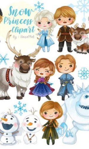 kit Digital Frozen Aquarela PNG- Scrapbook