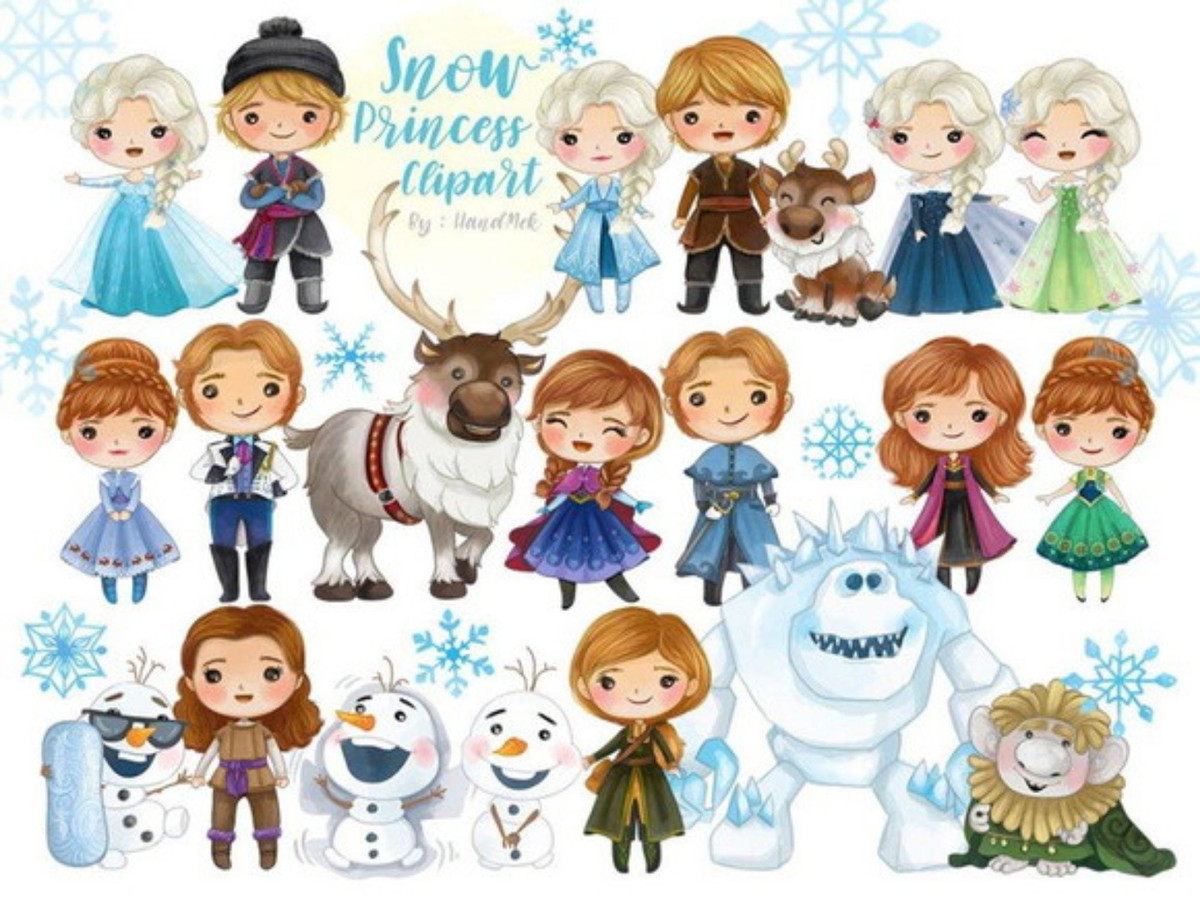 kit Digital Frozen Aquarela PNG- Scrapbook