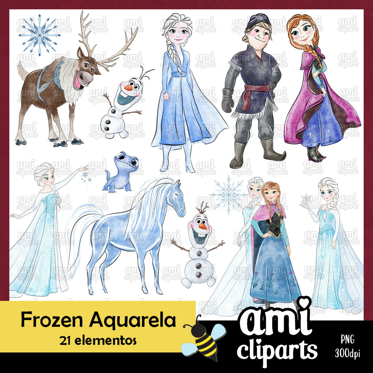 Kit Digital Frozen Aquarela