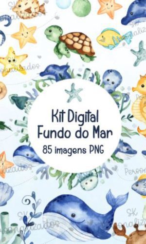 Kit Digital Fundo Do Mar Aquarela