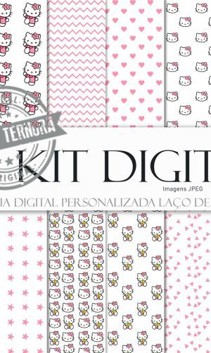Kit Digital Hello Kitty em Rosa e Branco