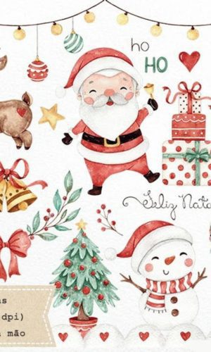 Kit Digital Natal Aquarela #0010