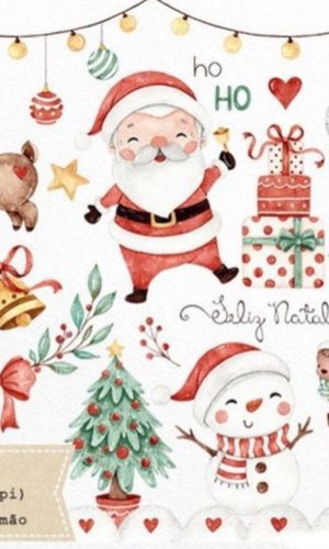 Kit Digital Natal Aquarelado