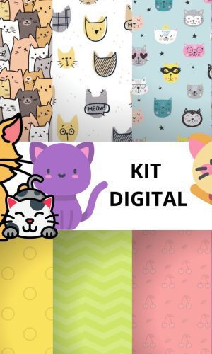 Kit Digital Papéis Gatinhos
