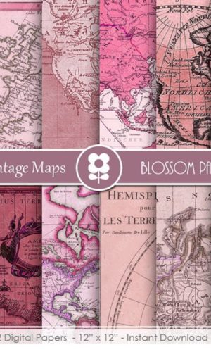 Kit Digital Papéis Mapas - Bloss 34