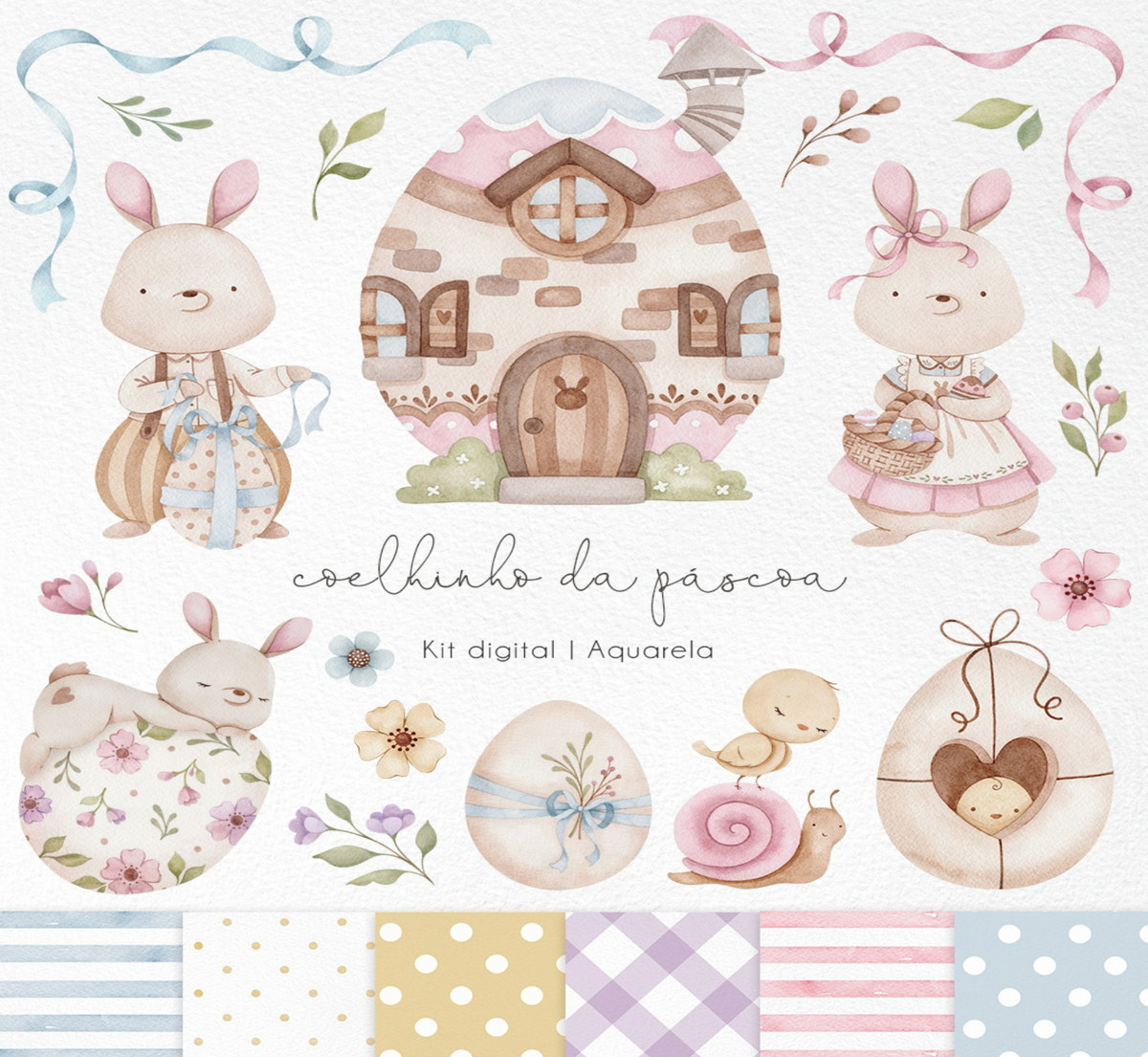 Kit Digital Páscoa Aquarela
