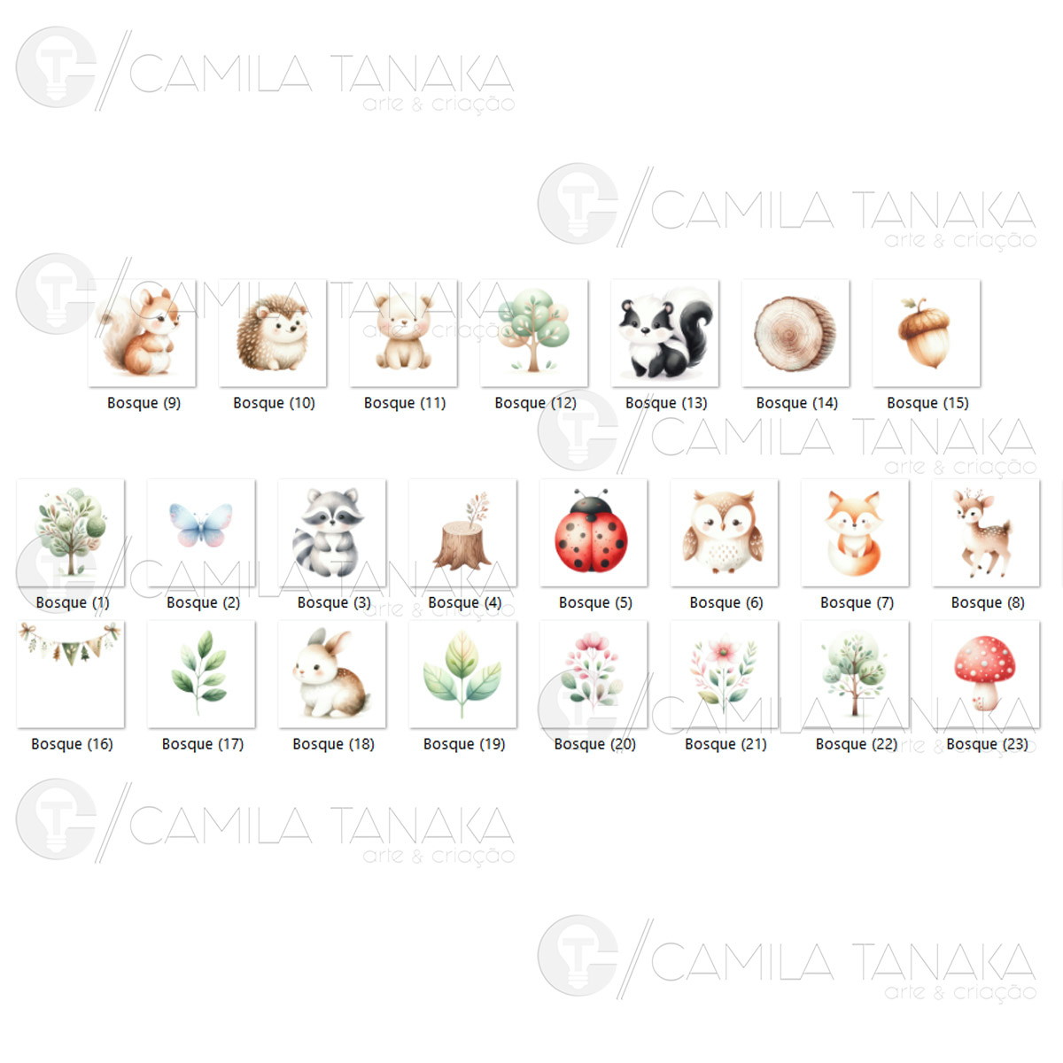 Kit Digital Png Bichinhos no Bosque 48 (pague 1 Leve 3) - Imagem 2