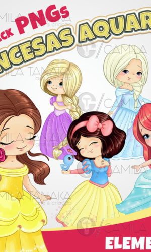 Kit Digital Png Princesas Disney Aquarela 5 (pague 1 Leve 3)