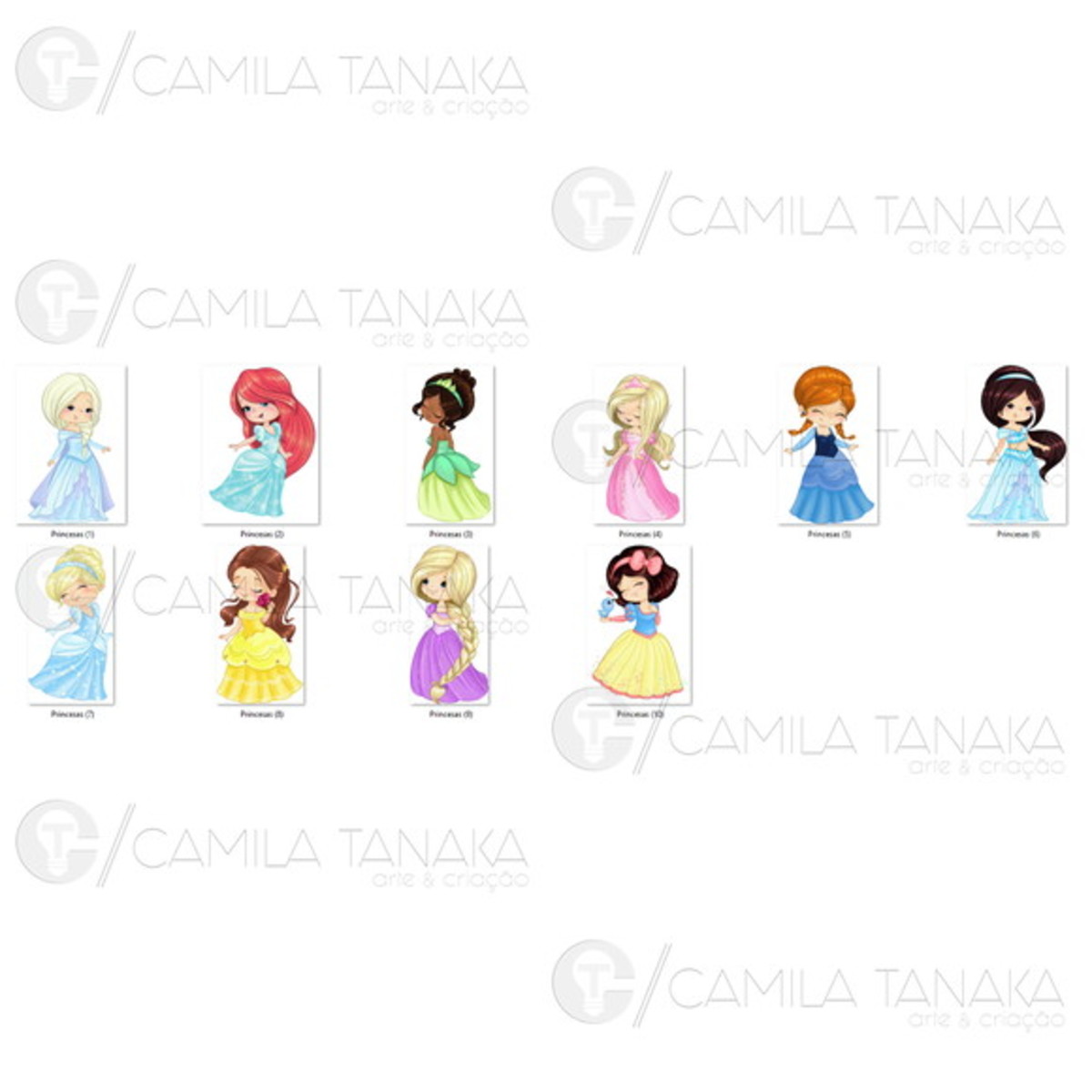 Kit Digital Png Princesas Disney Aquarela 5 (pague 1 Leve 3) - Imagem 2