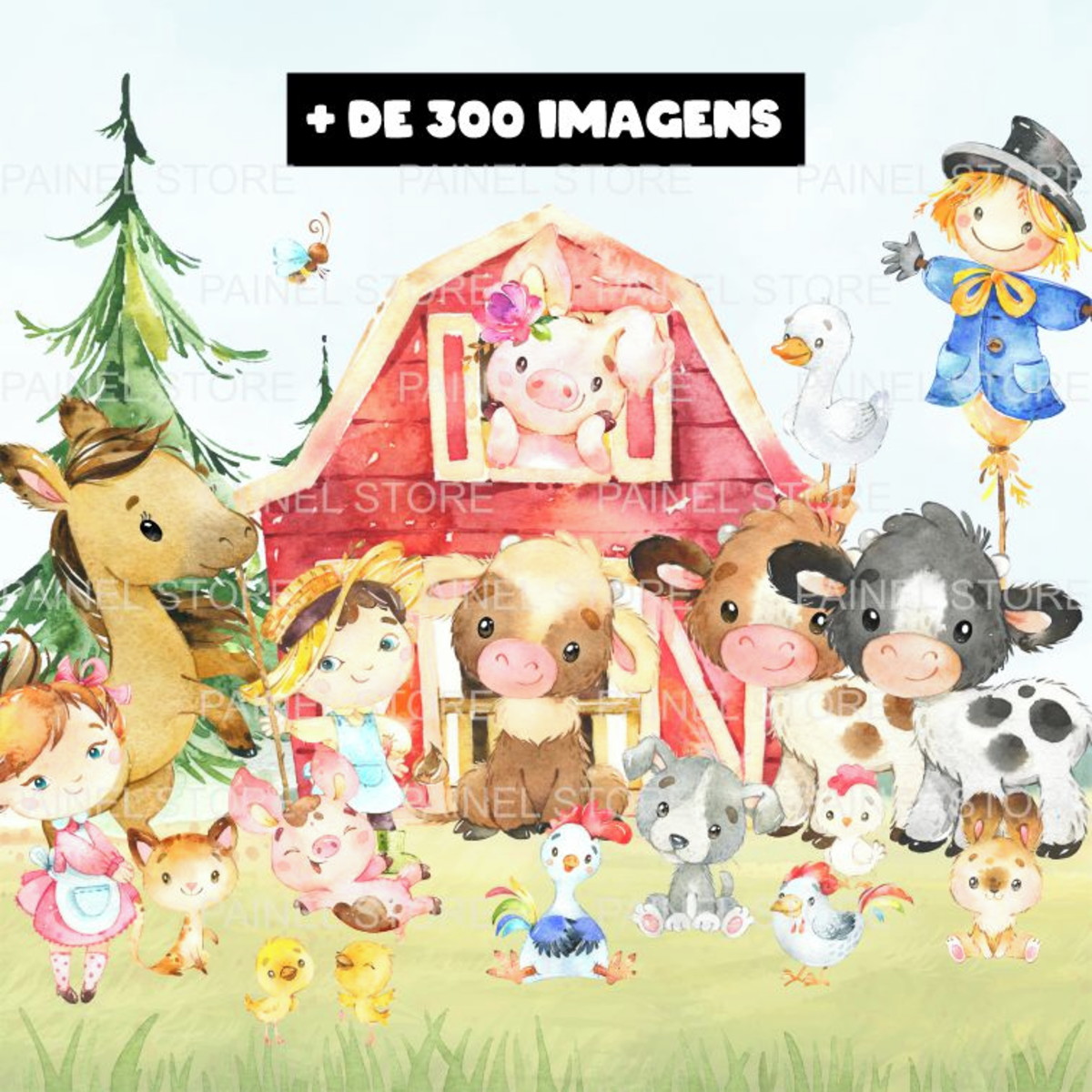 Kit Digital Premium - Fazendinha Aquarela 01