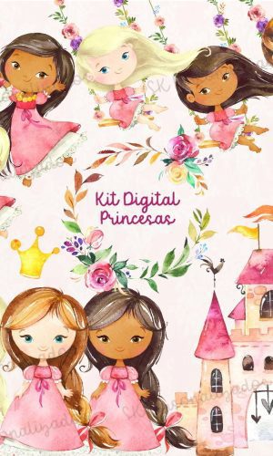 Kit Digital Princesas Aquarela 875