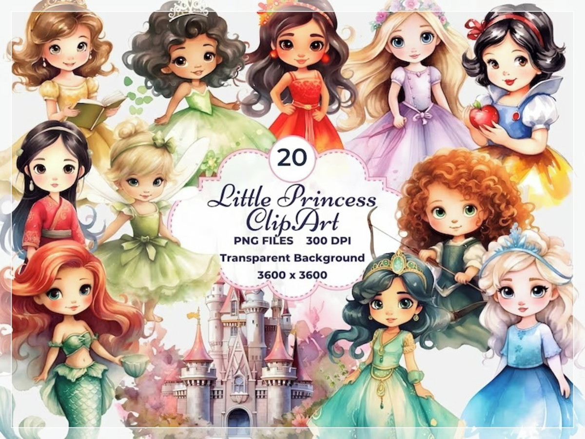 Kit Digital Princesas Aquarela