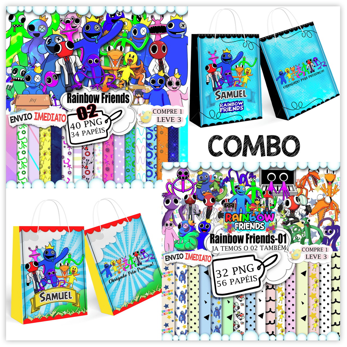 Kit Digital Rainbow Friends "combo"